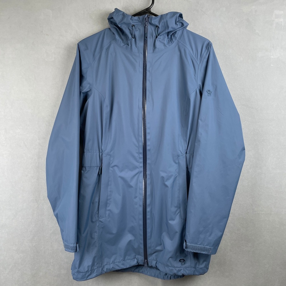 Mountain Hardwear Finder Parka Wmn Blue Rain Jacket Hood Mesh Lined Shell Read M